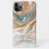 Perzik Sinaasappel Blauwgroen Blauw Goud Marmeren Case-Mate iPhone Case (Achterkant)