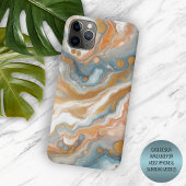 Perzik Sinaasappel Blauwgroen Blauw Goud Marmeren Case-Mate iPhone Case