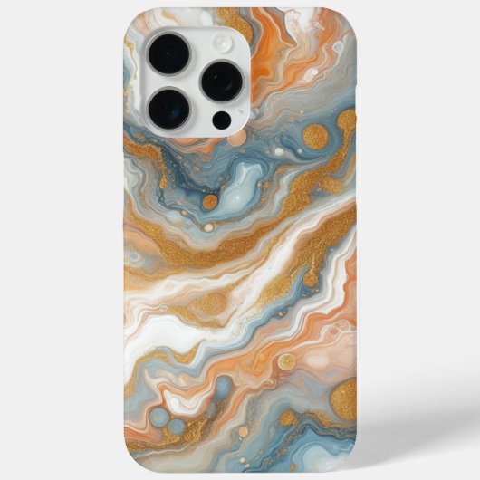 Perzik Sinaasappel Blauwgroen Blauw Goud Marmeren  Case-Mate iPhone Case (Achterkant)