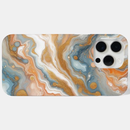 Perzik Sinaasappel Blauwgroen Blauw Goud Marmeren Case-Mate iPhone Case (Achterkant (horizontaal))