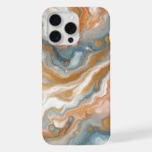 Perzik Sinaasappel Blauwgroen Blauw Wit Goud Marme iPhone Hoesje (Achterkant)