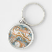 Perzik Sinaasappel Blauwgroen Blauw Wit Goud Marme Sleutelhanger (Voorkant)