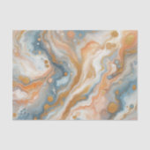 Perzik Sinaasappel Blauwgroen Blauw Wit Goud Marme Tissuepapier (Voorkant)