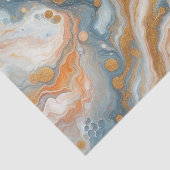 Perzik Sinaasappel Blauwgroen Blauw Wit Goud Marme Tissuepapier (Detail)