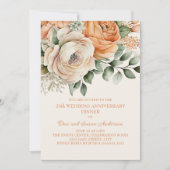 Perzik Sinaasappel Bloemen 25e Jubileum Kaart (Voorkant)