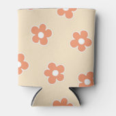 Perzik Sinaasappel Bloemen Retro Bloemen Sleeve vo Blikjeskoeler (Voorkant)