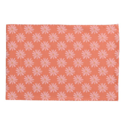 Perzik Sinaasappel BOHO Chic Daisy Pattern Retro B Kussensloop (Achterkant)
