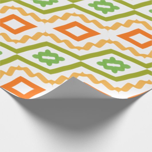 Perzik Sinaasappel en groen Cadeaupapier (Hoek)