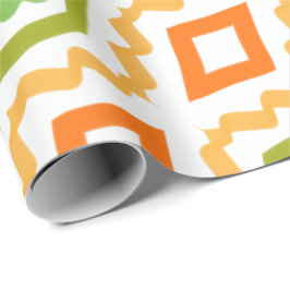 Perzik Sinaasappel en groen Cadeaupapier