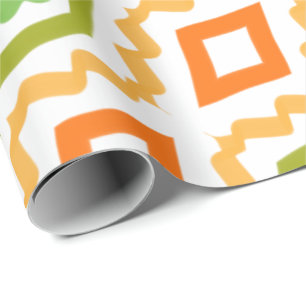 Perzik Sinaasappel en groen Cadeaupapier