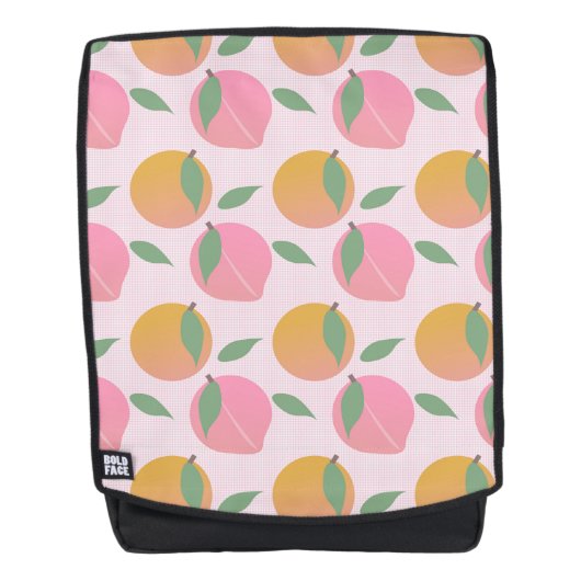 Perzik Sinaasappel Fruit Patroon Roze Rugtassen (Voorkant)