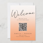 Perzik Sinaasappel Fuzz Bruiloft QR Code Zitting G (Voorkant)