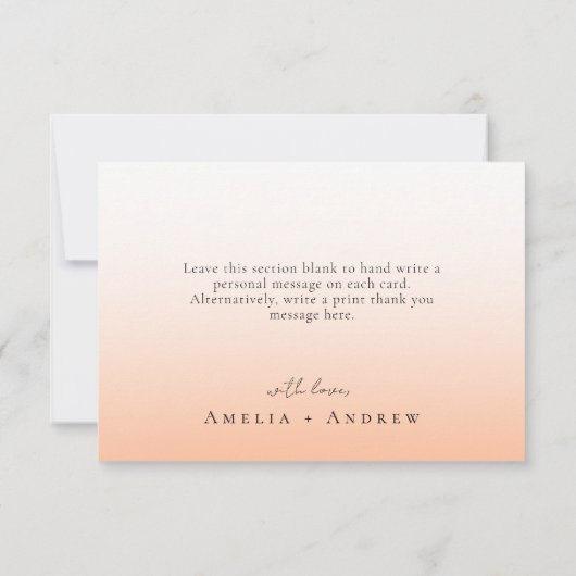 Perzik Sinaasappel Fuzz Elegant Handgeschreven Bru Bedankkaart (Achterkant)