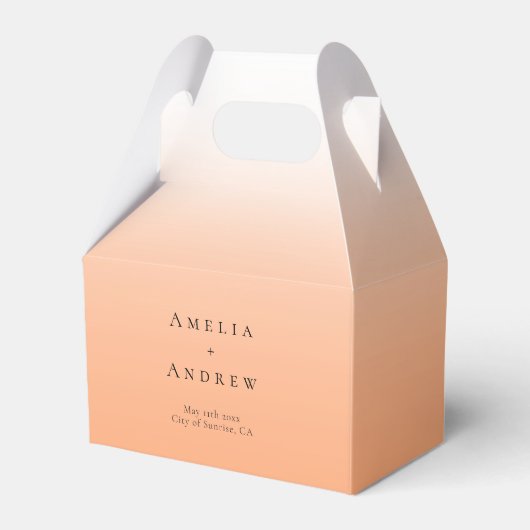 Perzik Sinaasappel Fuzz Elegant Modern Bruiloft Bedankdoosjes (Voorkant Zijde)