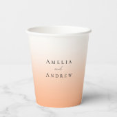 Perzik Sinaasappel Fuzz Elegant Modern Bruiloft Papieren Bekers (Achterkant)