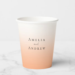 Perzik Sinaasappel Fuzz Elegant Modern Bruiloft Papieren Bekers