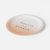 Perzik Sinaasappel Fuzz Elegant Modern Bruiloft Papieren Bordje (Gekanteld)