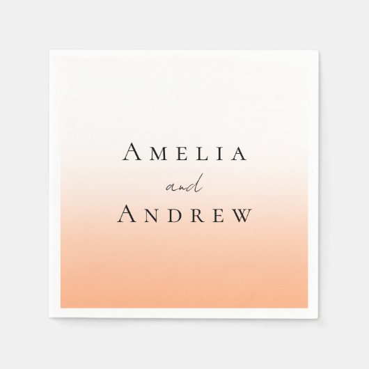 Perzik Sinaasappel Fuzz Elegant Modern Bruiloft Servet (Voorkant)