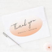 Perzik Sinaasappel Fuzz Elegant Modern Dank u Brui Ovale Sticker (Envelop)