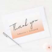 Perzik Sinaasappel Fuzz Elegant Modern Dank u Brui Rechthoekige Sticker (Envelop)