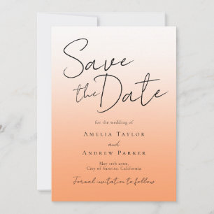 Perzik Sinaasappel Fuzz Elegant Script Modern Mini Save The Date