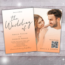 Perzik Sinaasappel Fuzz Elegante Foto QR Code Brui