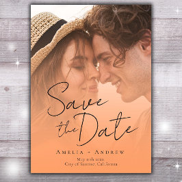 Perzik Sinaasappel Fuzz Foto Elegant Script Bruilo Save The Date