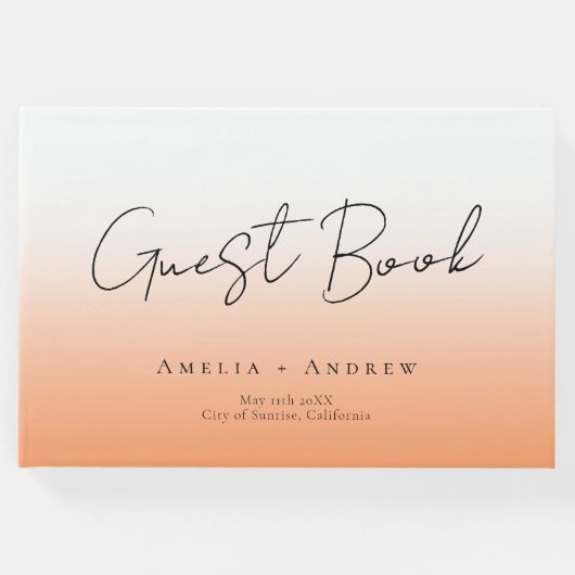 Perzik Sinaasappel Fuzz Minimaal Script Elegant Br Gastenboek (Voorkant)