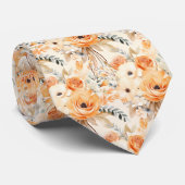 Perzik Sinaasappel Gouden Rozen Bloemen Bloemen Stropdas (Opgerold)