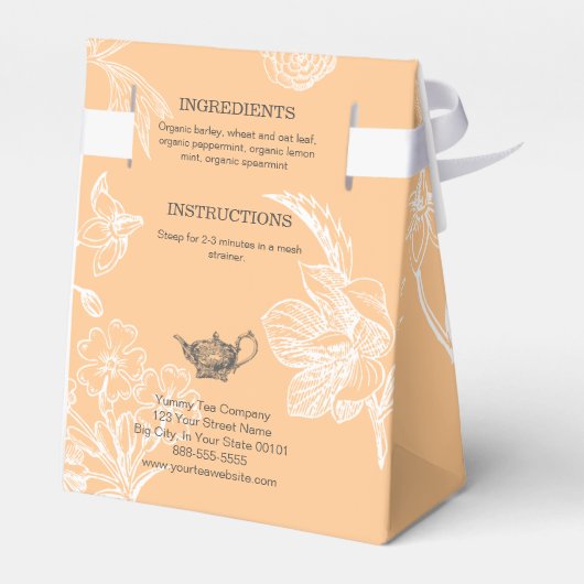 Perzik Sinaasappel - losse bladthee verpakking kle Bedankdoosjes (Achterkant)