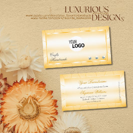 Perzik Sinaasappel met Diamanten en Logo Glamour Visitekaartje