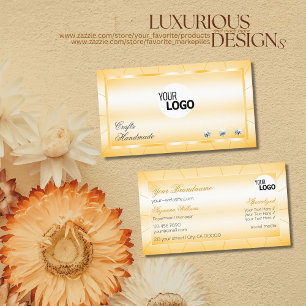 Perzik Sinaasappel met Diamanten en Logo Glamoureu Visitekaartje