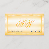 Perzik Sinaasappel met Diamanten en Monogram Glamo Visitekaartje (Voorkant)