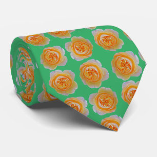 Perzik Sinaasappel Roos Elegant Herhalend Patroon Stropdas