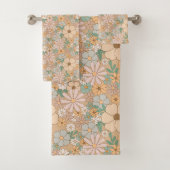 Perzik Sinaasappel Roze Grijs Bloemen Bad Handdoek (Insitu)