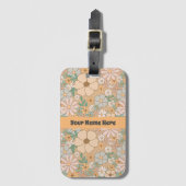 Perzik Sinaasappel Roze Grijs Bloemen Bagagelabel (Voorkant (verticaal))