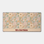 Perzik Sinaasappel Roze Grijs Bloemen Bureaumat (Voorkant)