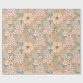 Perzik Sinaasappel, Roze Grijs, Bloemen, Cadeaupapier (Vlak)