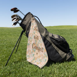 Perzik Sinaasappel Roze Grijs Bloemen Golfhanddoek