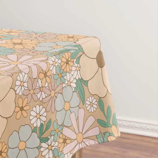 Perzik Sinaasappel Roze Grijs Bloemen Tafelkleed (Voorbeeld)
