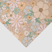 Perzik Sinaasappel Roze Grijs Bloemen Tissuepapier (Detail)