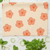 Perzik Sinaasappel Tropische Bloemen Botanische Zo Theedoek (Gevouwen)