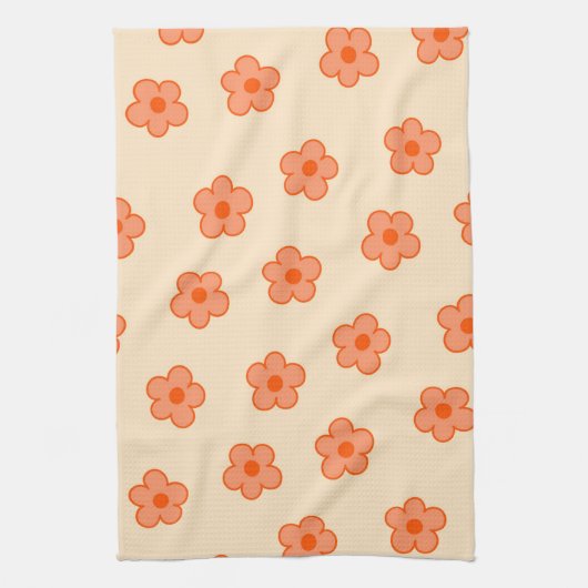 Perzik Sinaasappel Tropische Bloemen Botanische Zo Theedoek (Verticaal)