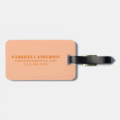 Perzik Sinaasappel Vette Typografie Gepersonalisee Bagagelabel (Achterkant horizontaal)