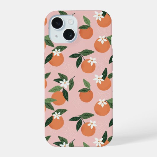 Perzik Sinaasappelsap Patroon iPhone 15 Case (Achterkant)