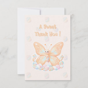 Perzik Sorbet Vlinder Baby Shower Dankkaart Bedankkaart