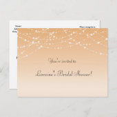 Perzik Sparkle Lights Bruids Bruiloft Party Briefk Uitnodiging Briefkaart (Voorkant / Achterkant)