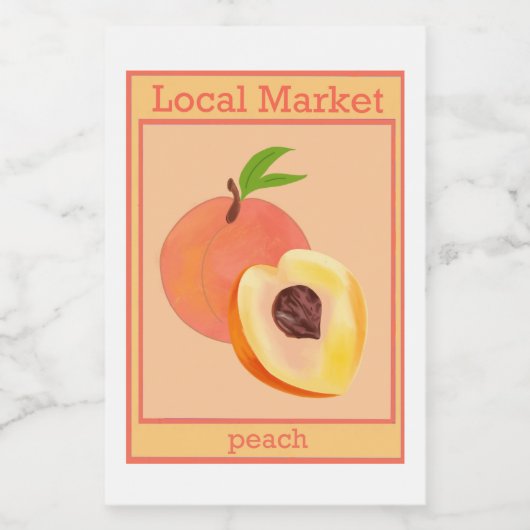 perzik-sticker voedselcontainer etiket (Enkel label)