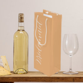 Perzik Stijl Schrift Trouw Bruidsmeisje Wijn Cadeautas