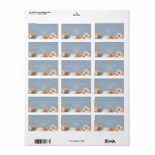 Perzik & Stofblauw Trouwadreslabel Etiket (Full Sheet)